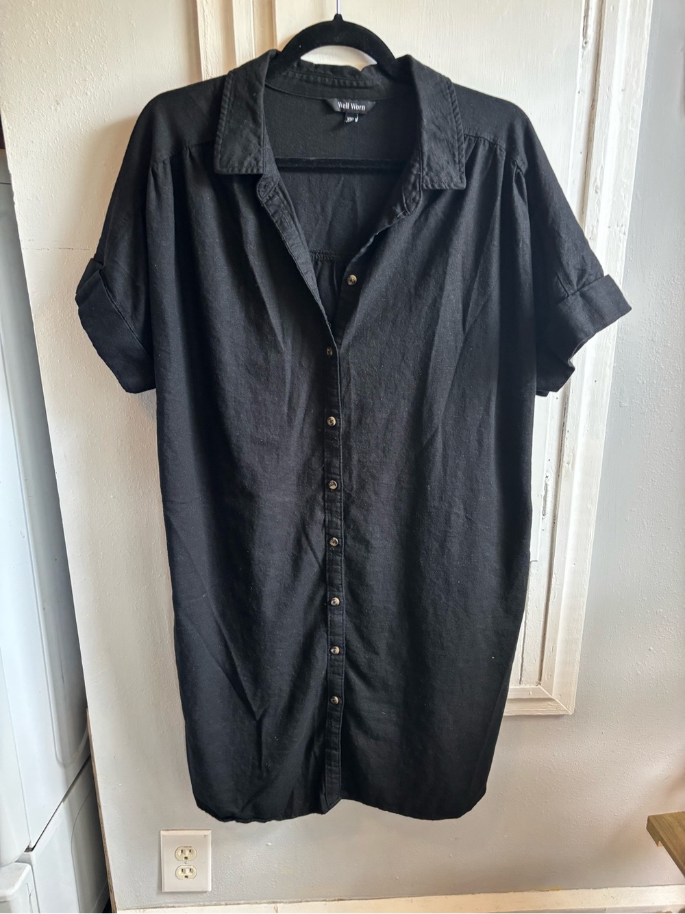 Well Worn Black Button-Front Mini Dress